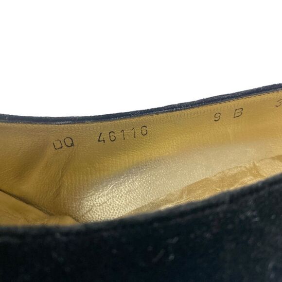 Ferragame 9B Black Pumps with kitten heel velvet w/silk toe - Picture 7 of 12